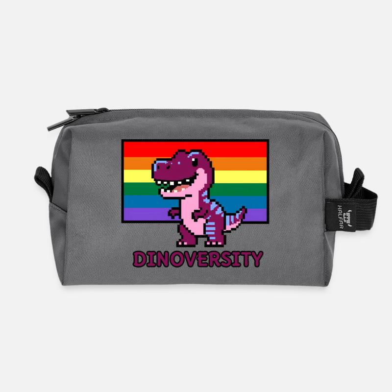 DinoVERSITY - Pixel Art Dinosaurier Pride! 🌈🦖 - Recycelte Kulturtasche - Anthrazit