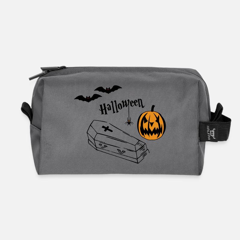 Halloween Pumpkin Silhouette - Recycled Toiletry Zip Bag - anthracite