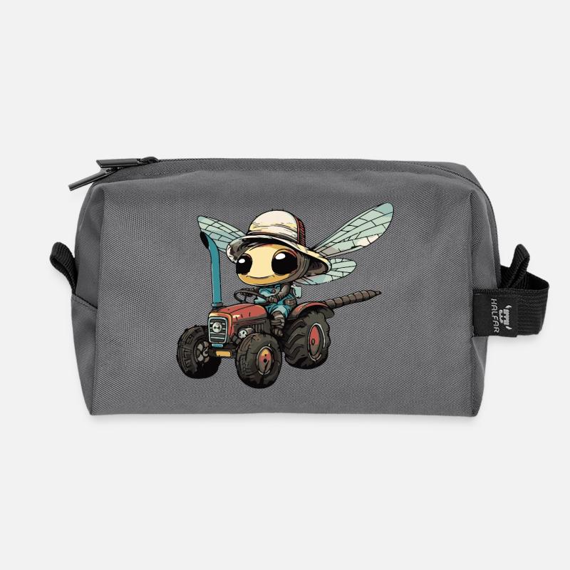 Libelle Traktor Farmer - Recycelte Kulturtasche - Anthrazit