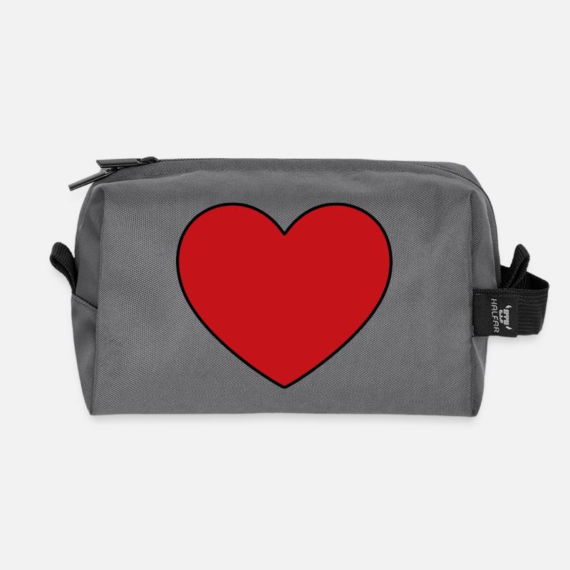 Valentinstag Pink Heart, Valentinstag - Recycelte Kulturtasche - Anthrazit