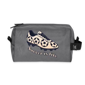 Soccer – Soccer is Life Design - Recycled Toiletry Zip Bag - anthracite - Front
