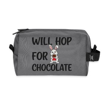 Will Hop pour le chocolat – Humour doux de Pâques - Trousse de toilette en tissu recyclé - anthracite - Devant