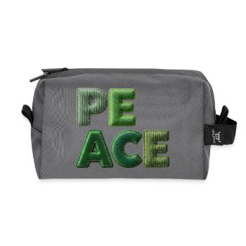 Peace Patchwork Green Nature Lettering - Recycled Toiletry Zip Bag - anthracite - Front