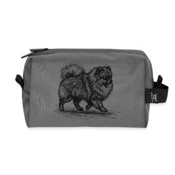 Zwergspitz Sketch – Minimalistisches Hund Design - Recycelte Kulturtasche - Anthrazit - Vorne