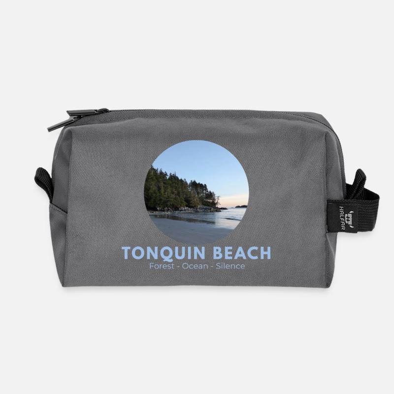 Tonquin Beach Forest Ocean - Recycled Toiletry Zip Bag - anthracite