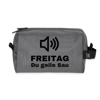 Freitag du geile sau - Recycelte Kulturtasche - Anthrazit - Vorne