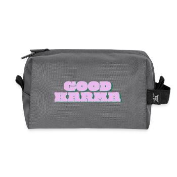 Bon Karma Retro Pop - Trousse de toilette en tissu recyclé - anthracite - Devant