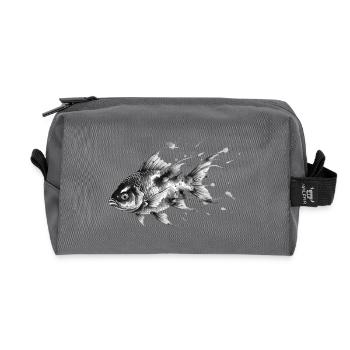 Goldfish Koi Ink Art Drawing Vector - Recycled Toiletry Zip Bag - anthracite - Front