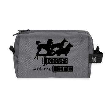 Dogs are my Life Hund Tier Haustier Geschenk - Recycelte Kulturtasche - Anthrazit - Vorne