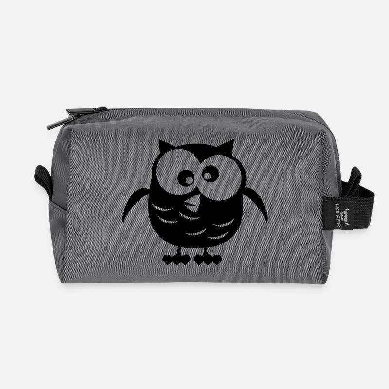 Owl - Recycled Toiletry Zip Bag - anthracite