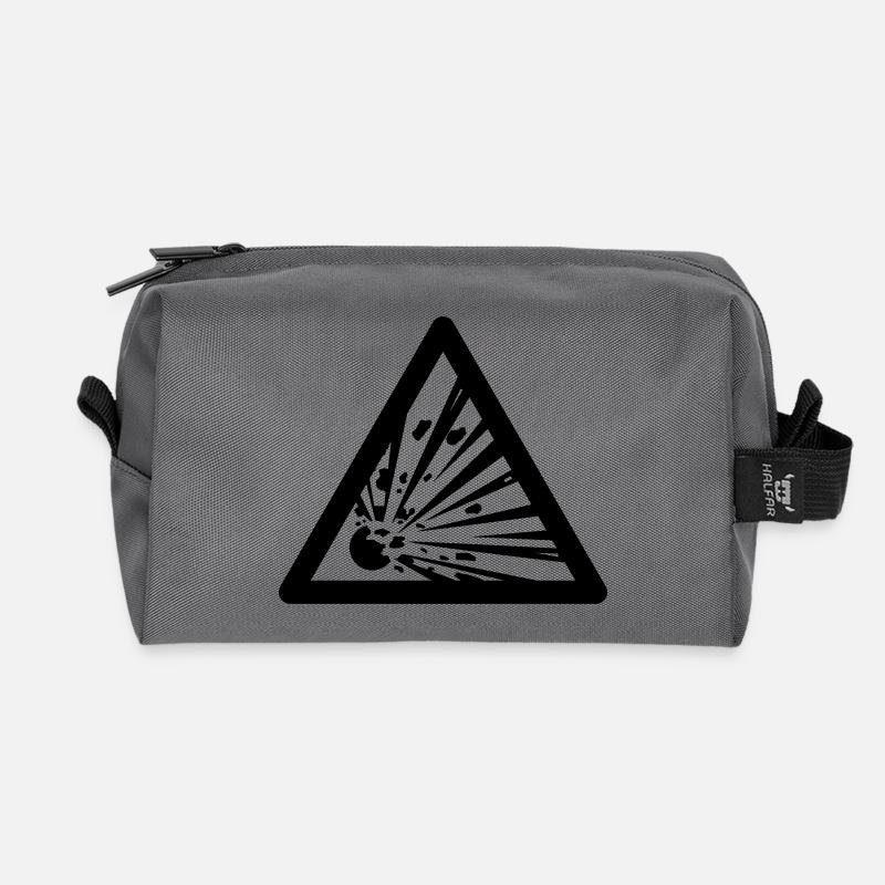 Hazard Symbol - Explosives - Recycled Toiletry Zip Bag - anthracite
