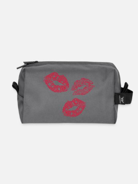 Lippen - Recycelte Kulturtasche - Anthrazit