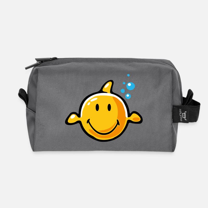 Smiley Fish - Recycelte Kulturtasche - Anthrazit