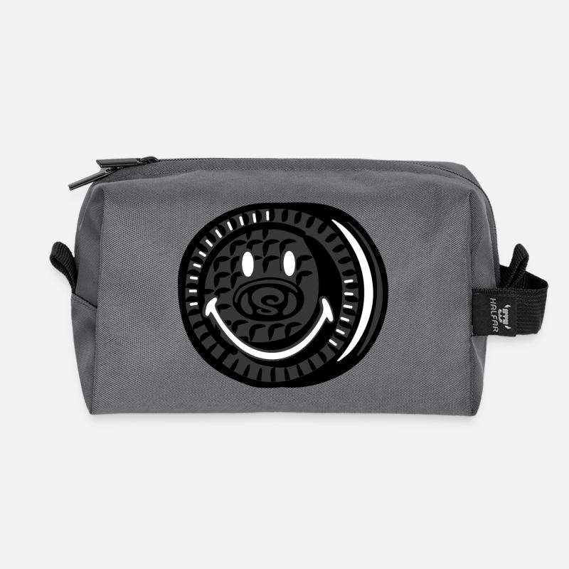Smiley Oreo - Recycelte Kulturtasche - Anthrazit
