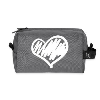 big heart hand-drawn - Recycled Toiletry Zip Bag - anthracite - Front