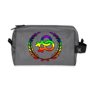 Regenbogenlesbies stolzes Logo Lorbeer Kranz - Recycelte Kulturtasche - Anthrazit - Vorne