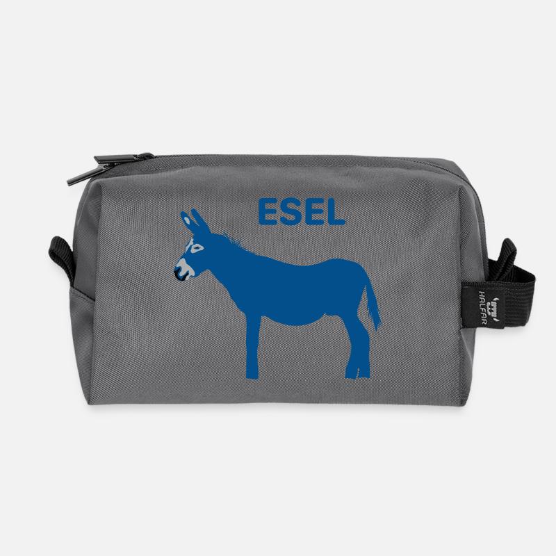 Esel in blau (und andere Farben) - Recycelte Kulturtasche - Anthrazit