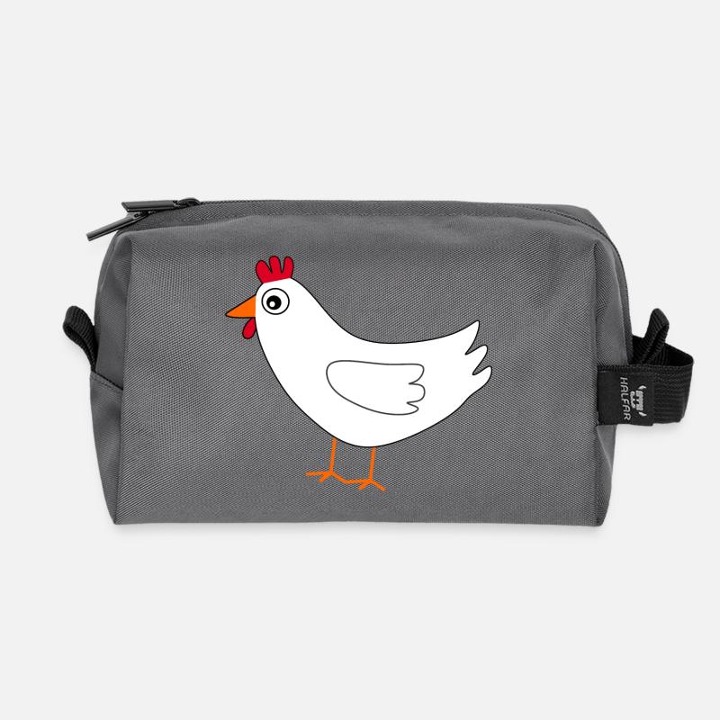 weißes Huhn lustig - Recycelte Kulturtasche - Anthrazit
