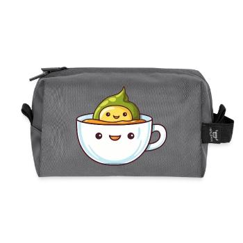 Avocado Badet in Kaffee Frühaufsteher Design - Recycelte Kulturtasche - Anthrazit - Vorne