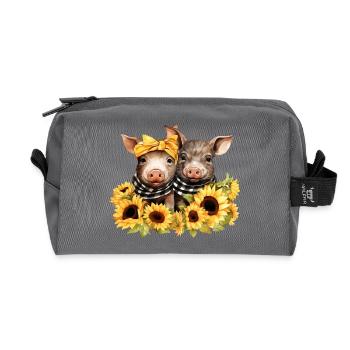 Cochons comme meilleurs amis, tournesol, bandana u - Trousse de toilette en tissu recyclé - anthracite - Devant