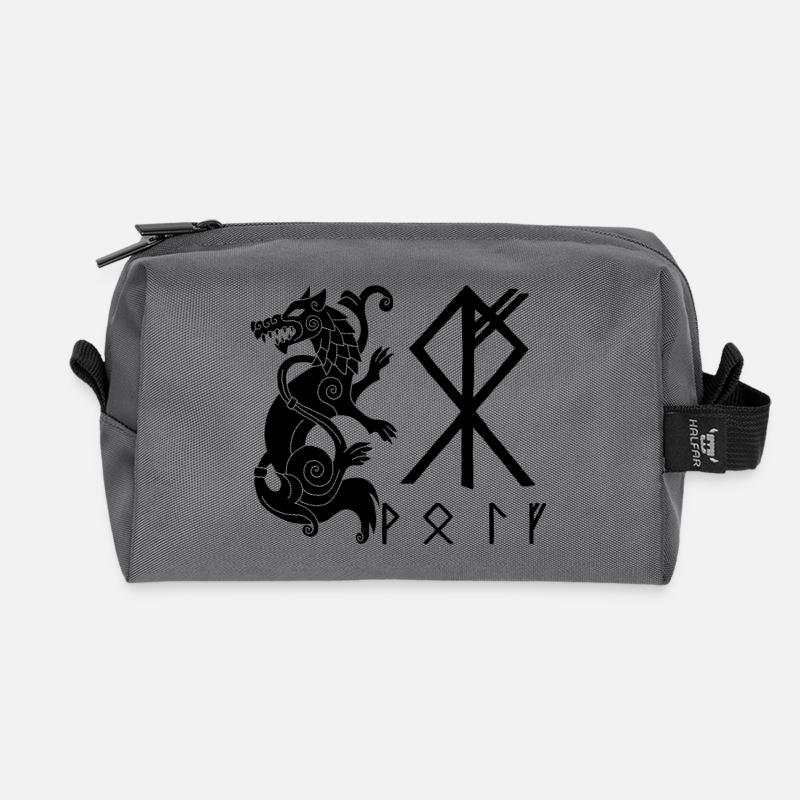 Fenrir Schwarzer Wolf - Recycelte Kulturtasche - Anthrazit