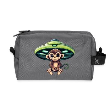 OVNI extraterrestre et chimpanzé assis - Trousse de toilette en tissu recyclé - anthracite - Devant