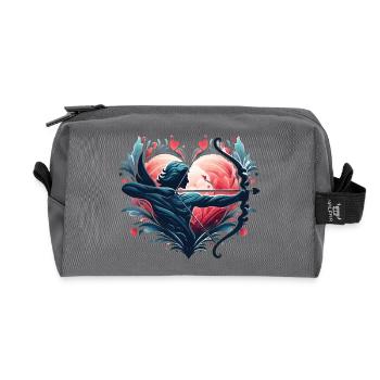 Mythical Heart Archer Illustration - Recycled Toiletry Zip Bag - anthracite - Front
