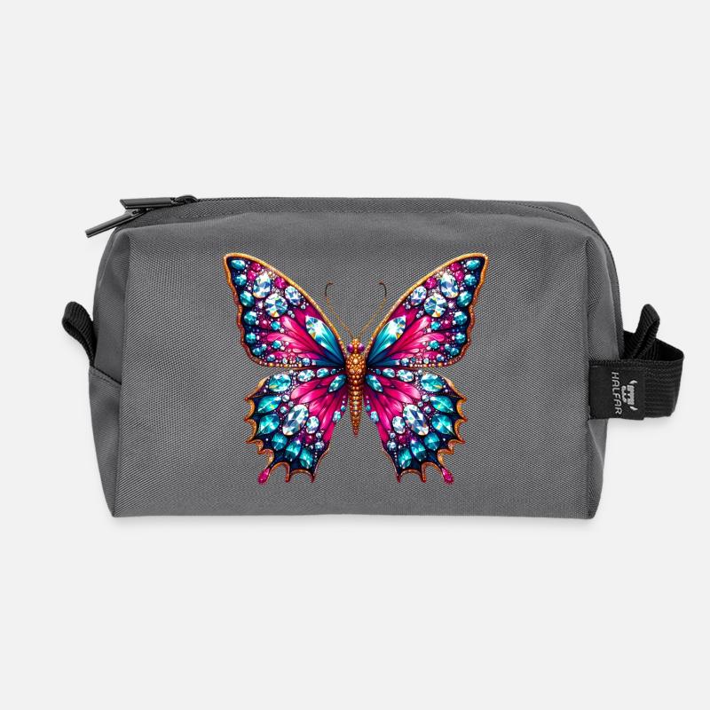 Schmetterling - Recycelte Kulturtasche - Anthrazit