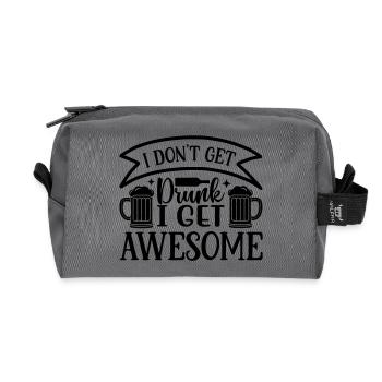 don t get drunk i get awesome - Recycled Toiletry Zip Bag - anthracite - Front