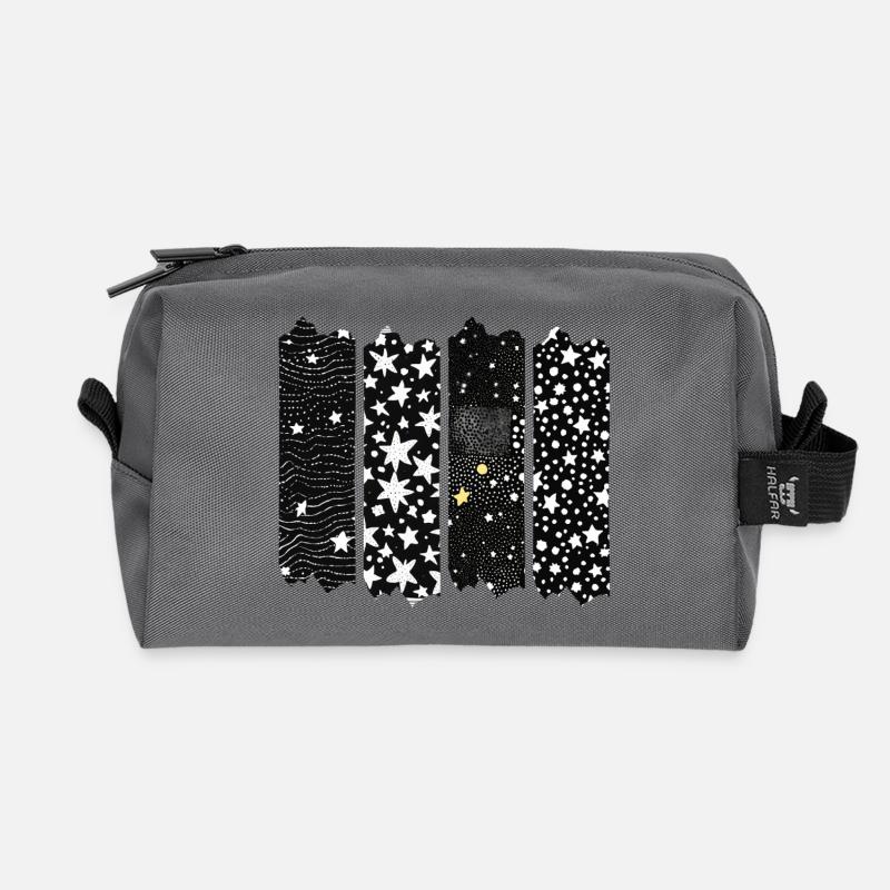 Sternennacht Brush-Design - Recycelte Kulturtasche - Anthrazit