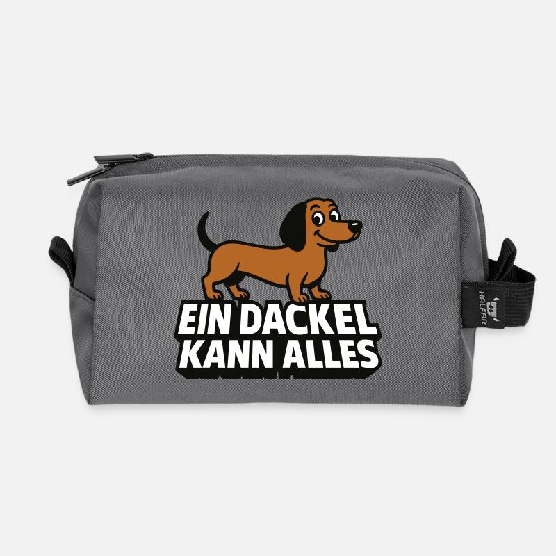 Ein Dackel kann alles! - Recycelte Kulturtasche - Anthrazit