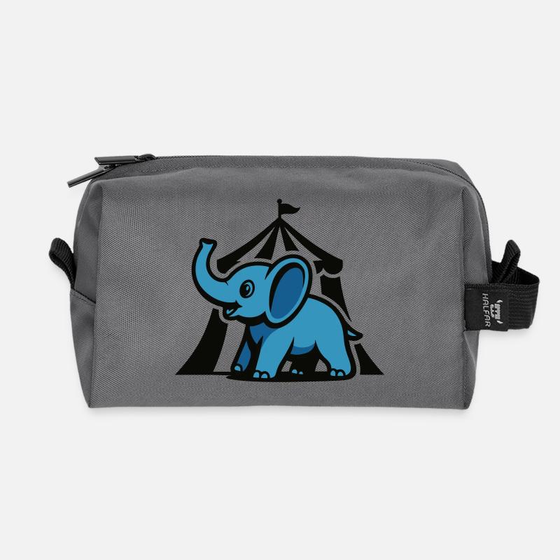 Blue Circus Elephant - Recycled Toiletry Zip Bag - anthracite