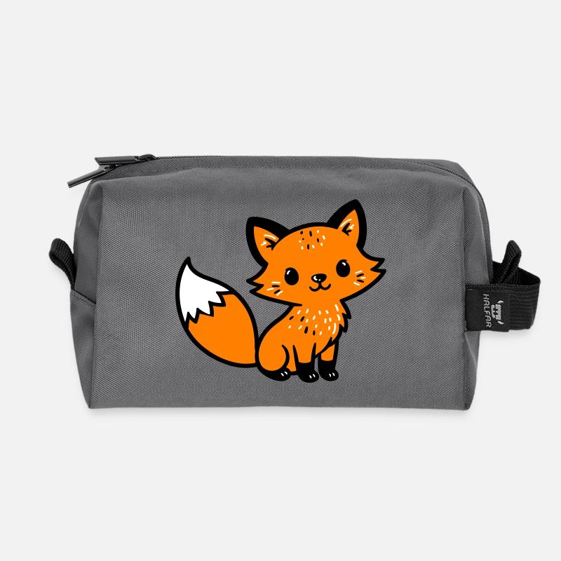 Fuchs Niedlich Comic - Recycelte Kulturtasche - Anthrazit