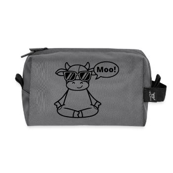 Yoga Cow Meditation Moo Comic Vector - Recycled Toiletry Zip Bag - anthracite - Front