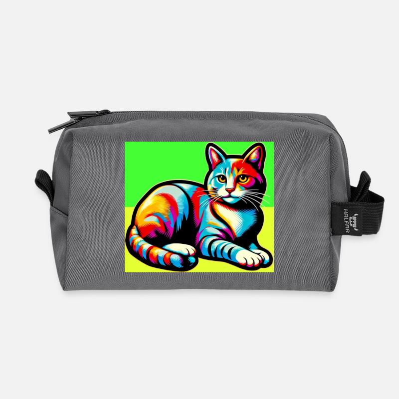 Katze - Recycelte Kulturtasche - Anthrazit