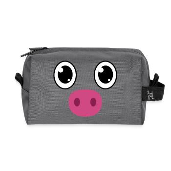 Cute Pig Face Kawaii Snout Costume - Recycled Toiletry Zip Bag - anthracite - Front