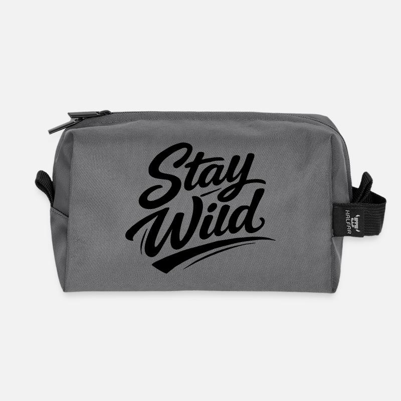 Stay wild - Recycled Toiletry Zip Bag - anthracite