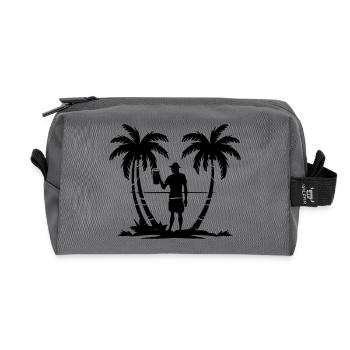 Urlaub Palmen Strand Silhouette - Recycelte Kulturtasche - Anthrazit - Vorne