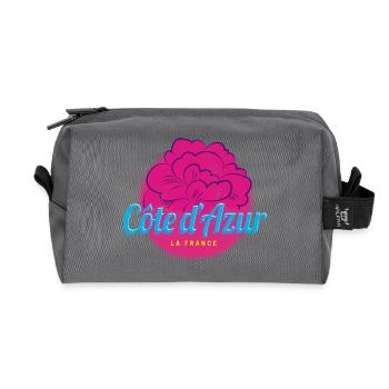 Côte d'Azur Retro Oleander France Souvenir - Recycled Toiletry Zip Bag - anthracite - Front