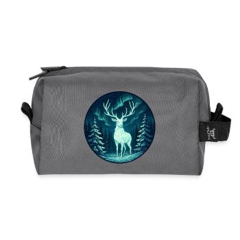 Northern Lights Moose in the forest - Recycled Toiletry Zip Bag - anthracite - Front
