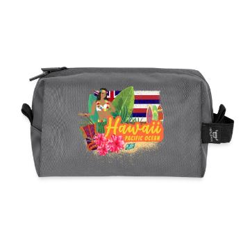 Hawaiian Hula Dancer Pacific Vintage Souvenir - Recycled Toiletry Zip Bag - anthracite - Front