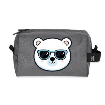 Cute Polar Bear Blue Glasses - Recycled Toiletry Zip Bag - anthracite - Front