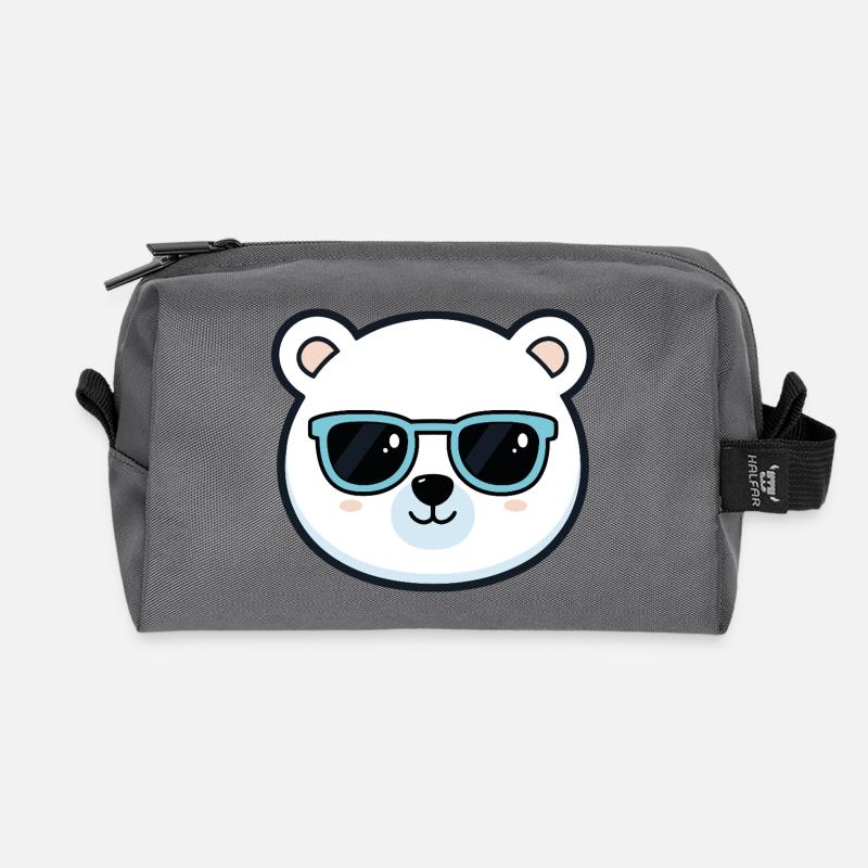Niedliche Eisbär-blaue Brille - Recycelte Kulturtasche - Anthrazit