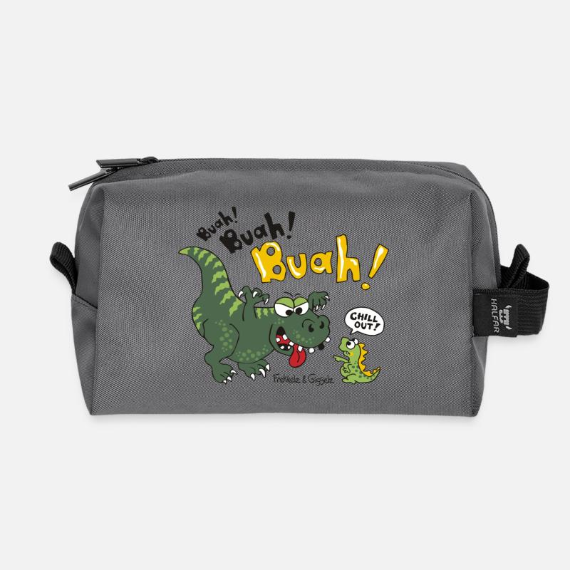 "Chill out" Dino - Recycelte Kulturtasche - Anthrazit