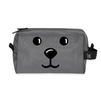 teddy face gesich smile teddybär - Recycelte Kulturtasche - Anthrazit - Vorne