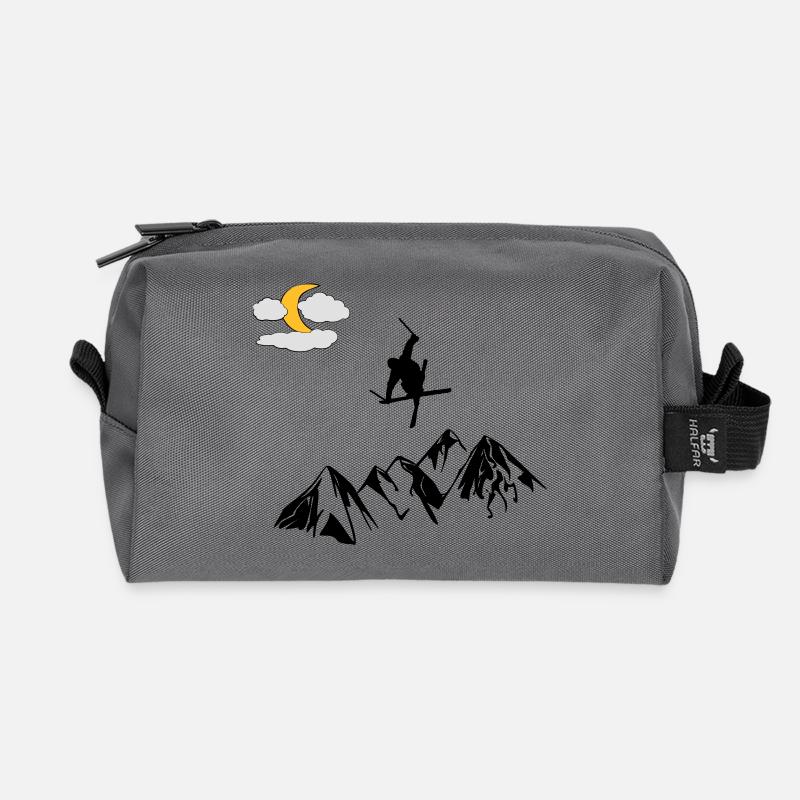 Berg mit Ski Freestyler - Recycelte Kulturtasche - Anthrazit