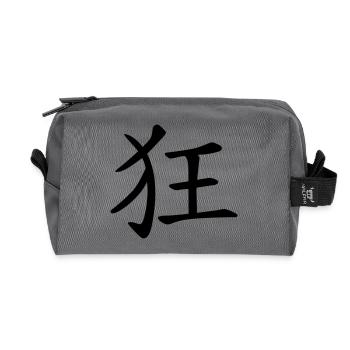 chinese_sign_crazy_1c - Trousse de toilette en tissu recyclé - anthracite - Devant