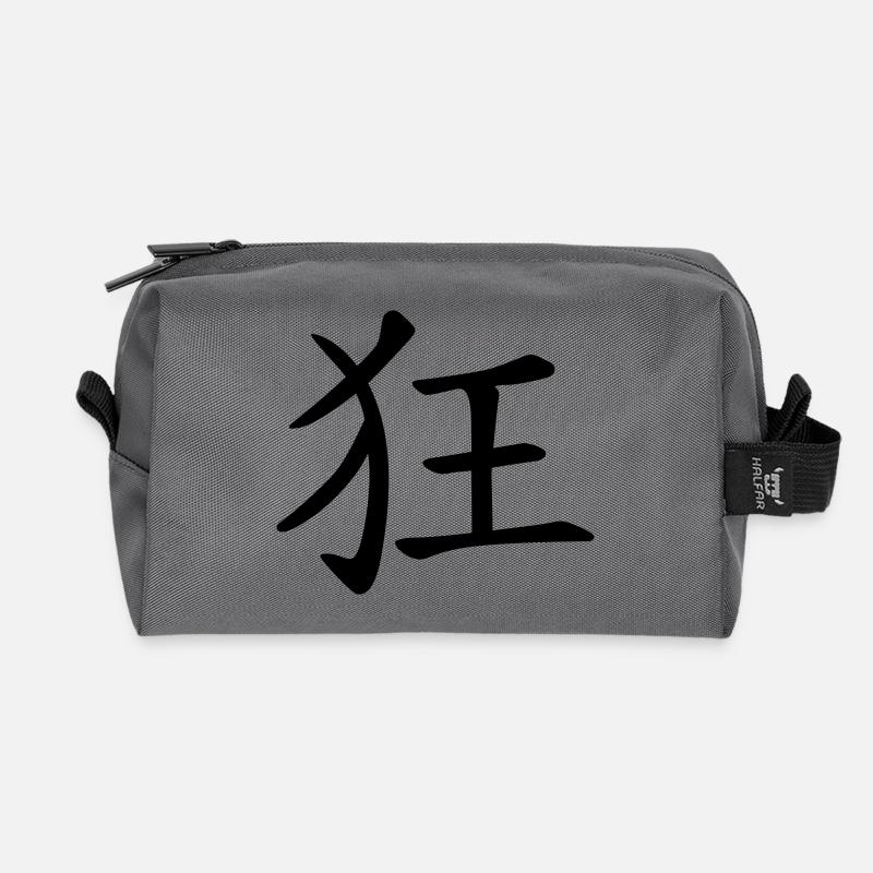 chinese_sign_crazy_1c - Recycled Toiletry Zip Bag - anthracite