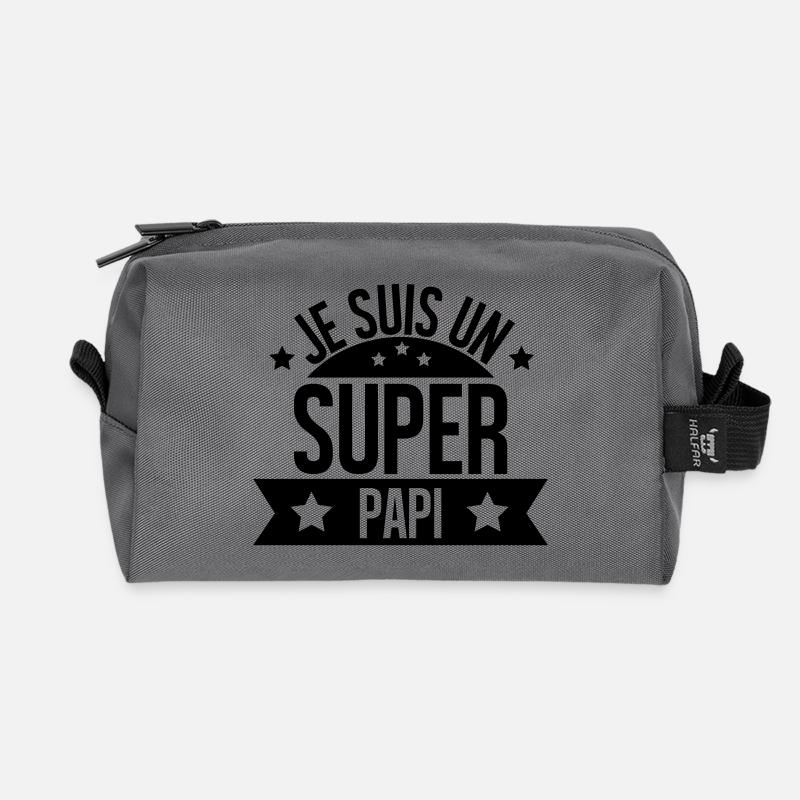 je suis un super papi - Trousse de toilette en tissu recyclé - anthracite