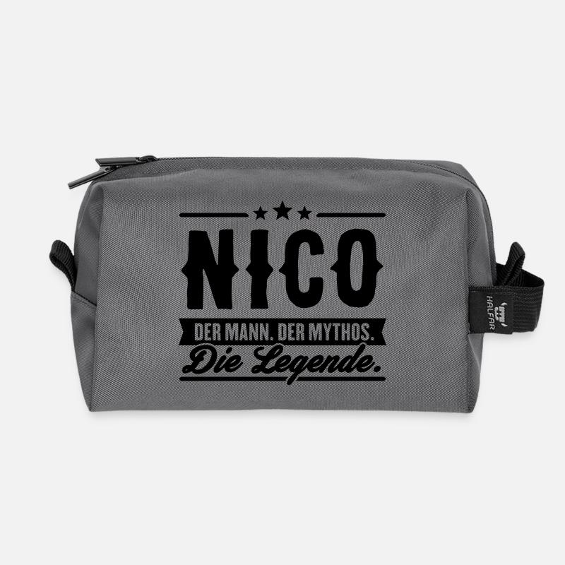 Mann Mythos Legende Nico - Recycelte Kulturtasche - Anthrazit